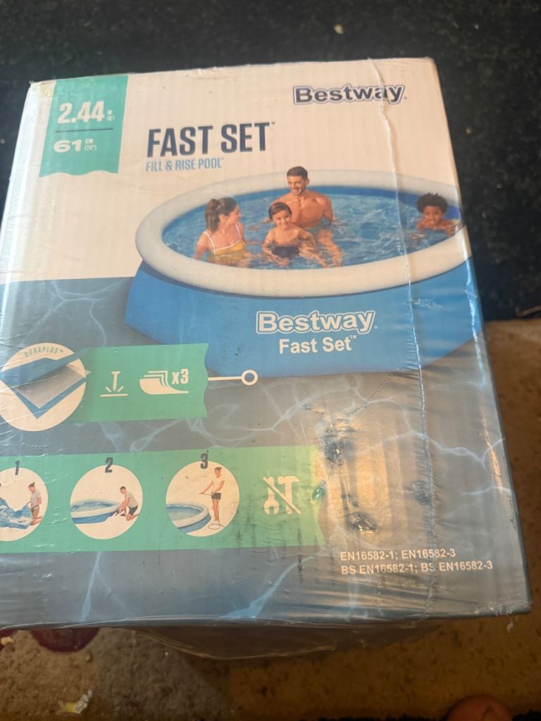 Bestway Fast Set Fill & Rise Pool 2.44m – Brand New in Box