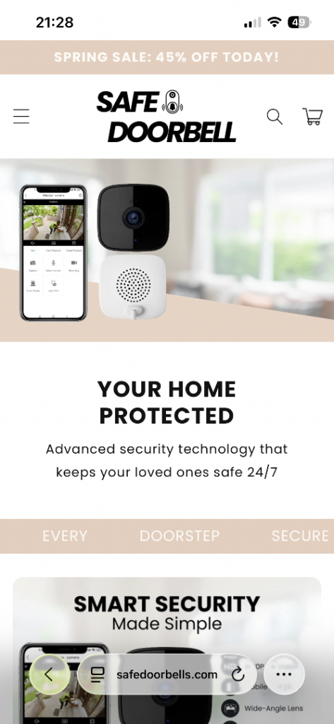 From website ‘safe doorbell’ - unopened/  unused security camera