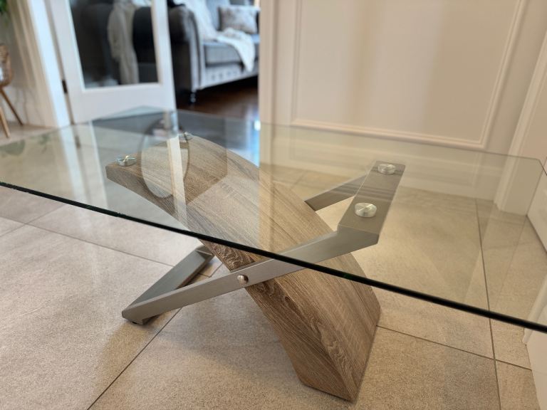 EZ Living glass / wood coffee table