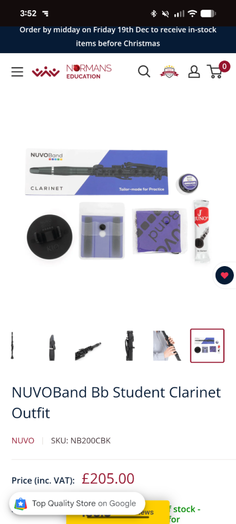 Nuvo Clarinet Excellent condition 