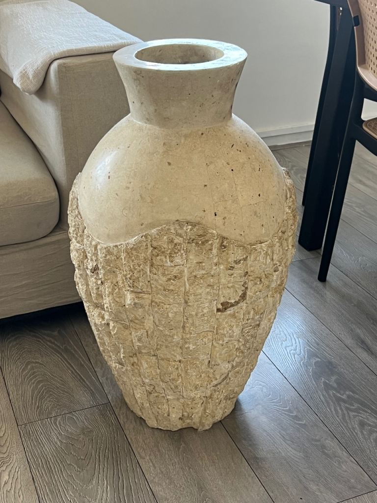 Large Beige Stone Floor Vase 