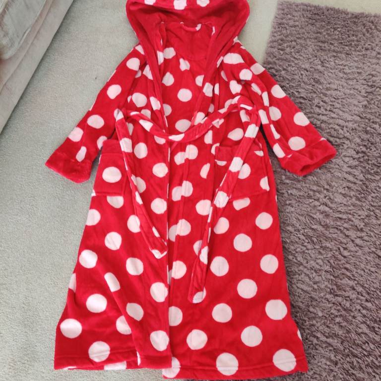 Next, Red Polka Dot fleece Dressing Gown - Good Condition