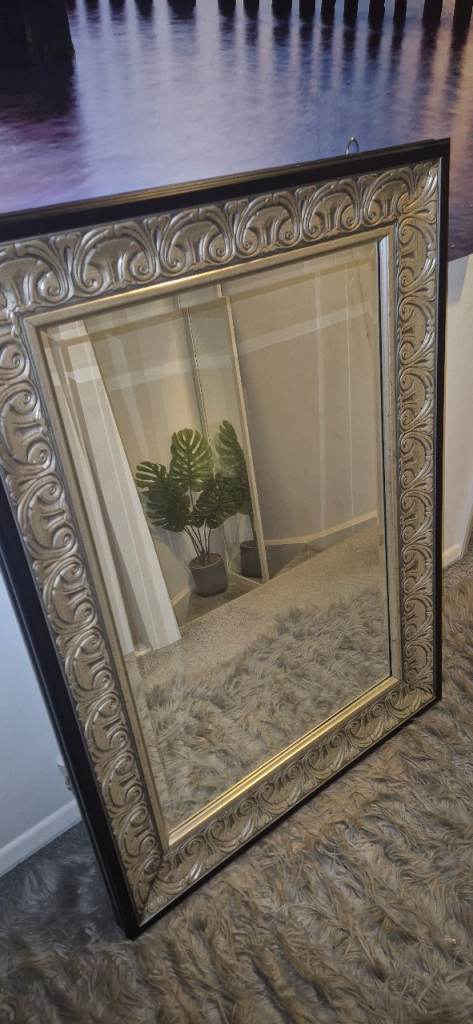 Ornate Black & Gold Bevelled Mirror