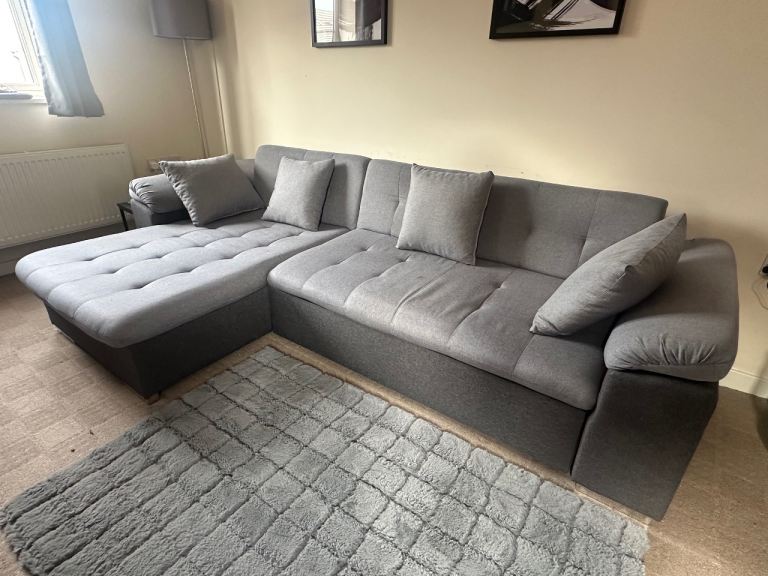 Dover Corner Sofa Bed (grey) with storage 