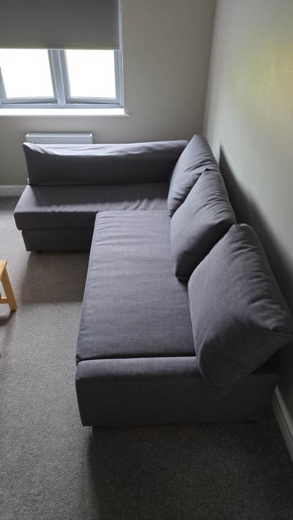Faringe light grey IKEA FRIHETEN Sofabed barely used with KLAGSHAMN Mattress pad and cover.