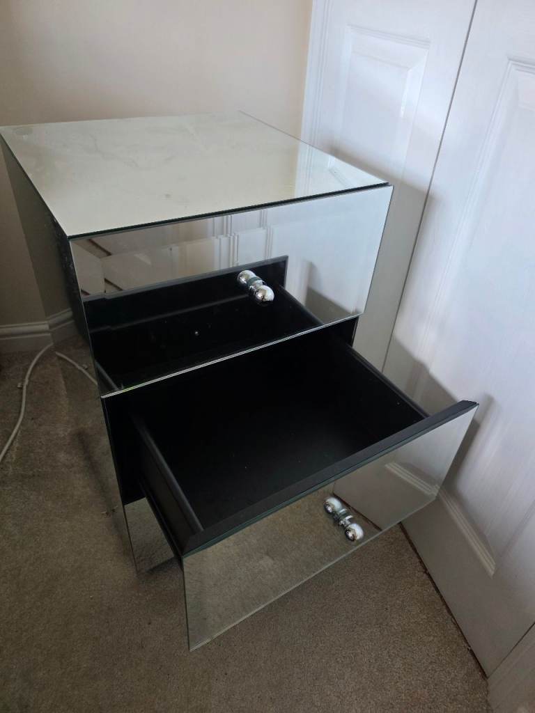 Next pair of mirrored 3-Drawer Bedside Tables – Fair Condition