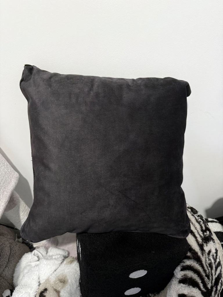 5 black velvet sofa cushions 