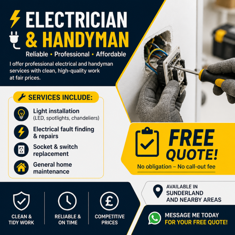 Electrician & Handyman – Fast & Reliable (Free Quote)