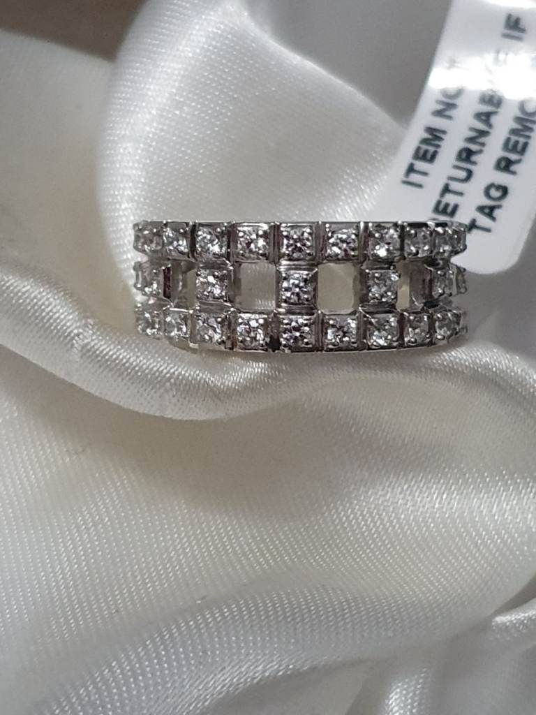 Swarovski Band ring size M N O R S Silver 925 Platinum Overlay new 