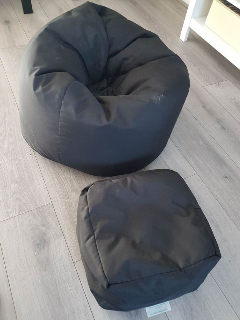 Bean bag + foot stool indoor & outdoor black