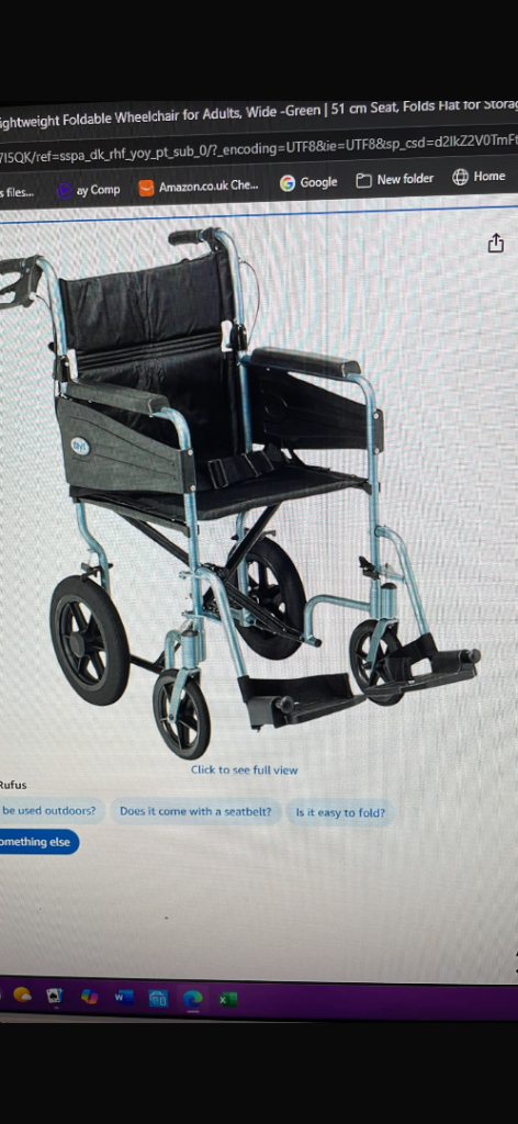 Days Lightweight Foldable Wheelchair - Silver/Blue, New
