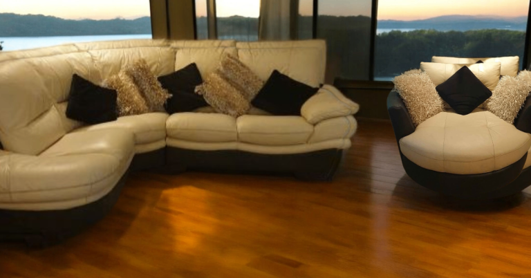 Leather corner sofa, also large swivel matching chair