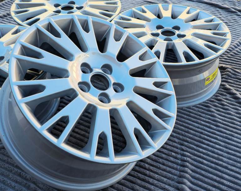 16" ORIGINAL MG ROVER V-SPOKE/MULTISPOKE SPARKLE SILVER RIMS FULL REFURB 5x100