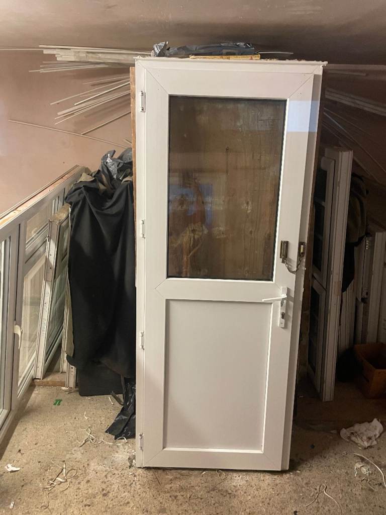 UPVC DOOR 203.5 x 82 cm - UPVC DOUBLE GLAZED DOOR - CLEAR GLASS (REF: DX198)