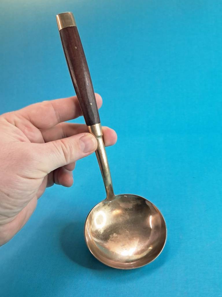  Vintage Brass & Rosewood Pouring Spoon.