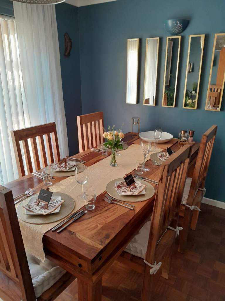 Indian Wood Dining Room Table & 6 Chairs