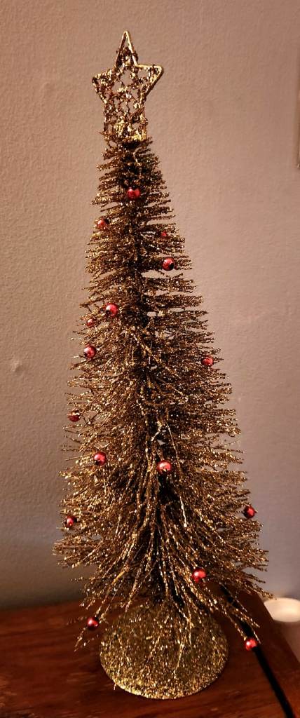 Little Artificial Tree Mass Slim Stand Christmas Decoration Gold