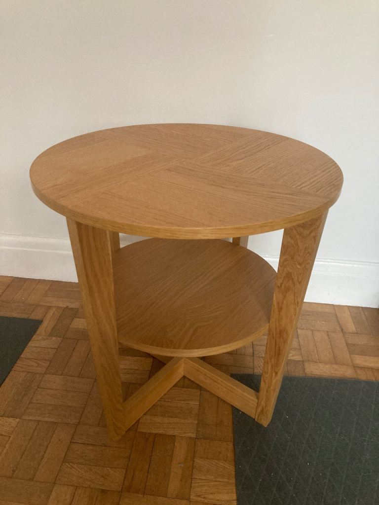 Ikea round side table with additional shelf