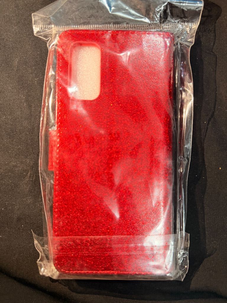 For S20 New Red Glitter Phone Case with Heart Detail