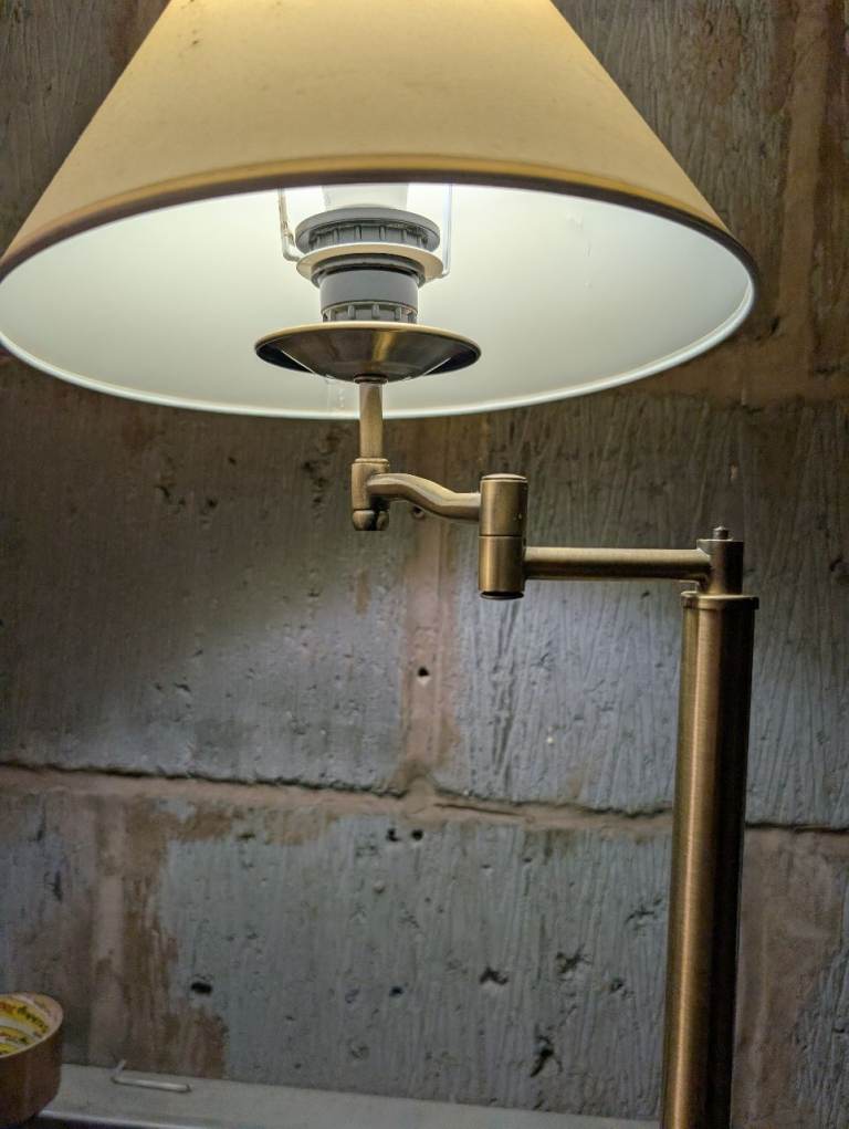 Brass Table Lamp with Cream Shade – Good Condition