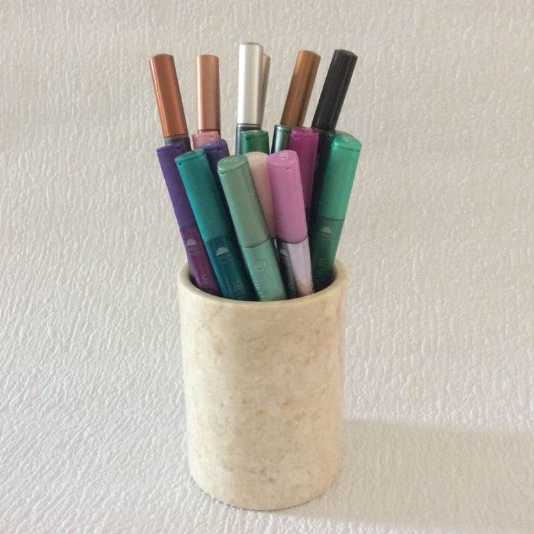 Stone holder - polished - stationery/makeup/utensils - 7.5cm/3in Ø, VGC