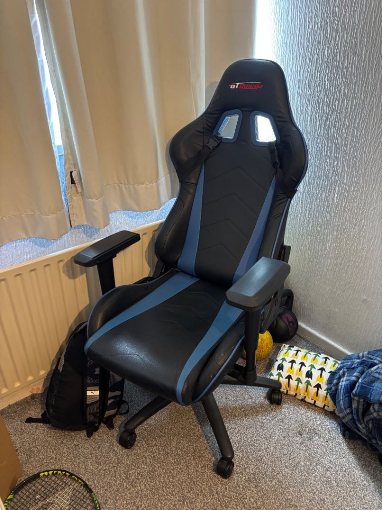 GT OMEGA Gaming Chair - Black and Blue, Good Condition