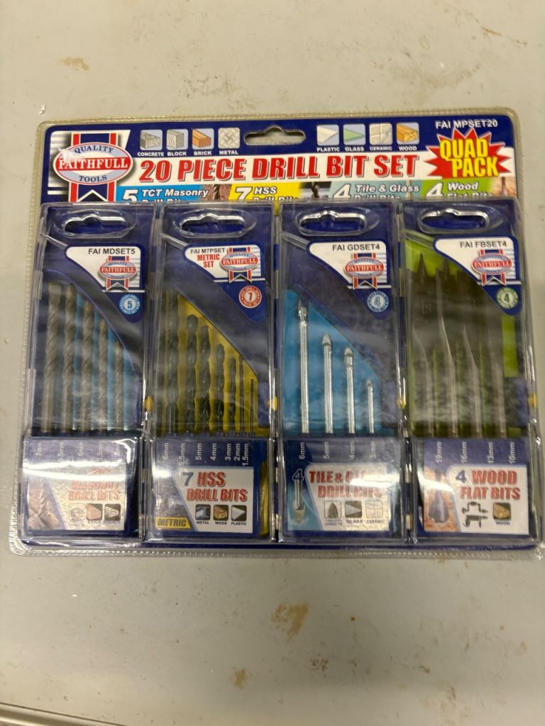 Faithfull 20 Piece Drill Bit Set – New, Quad Pack