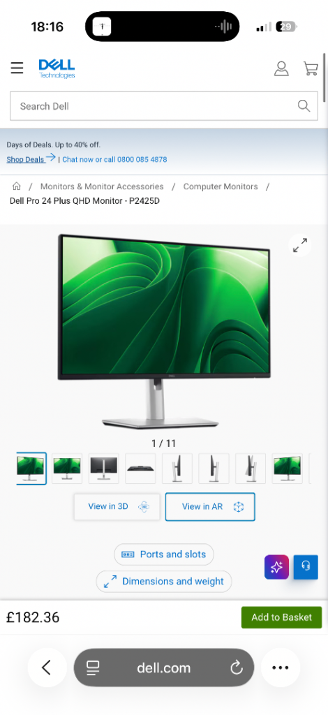 Dell P2423D 27” QHD Monitor - Brand New