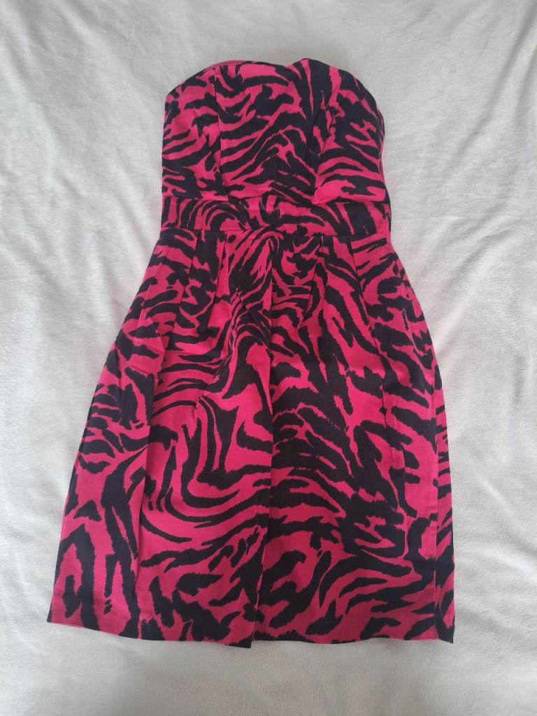 Black And Pink Strapless Dress Rise Size 8