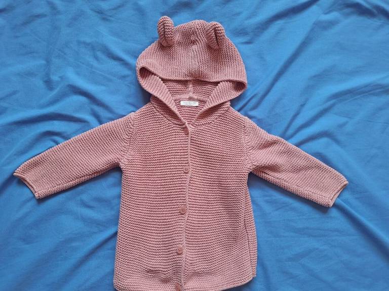 Pink Hooded Cardigan With Ears Next Size 6-9 Months 