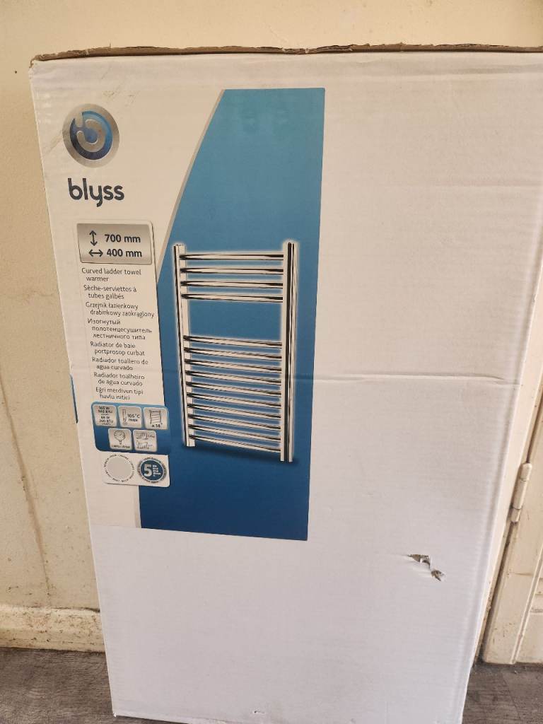 Blyss Chrome Heated Towel Rail 700x400mm – Brand New in Box