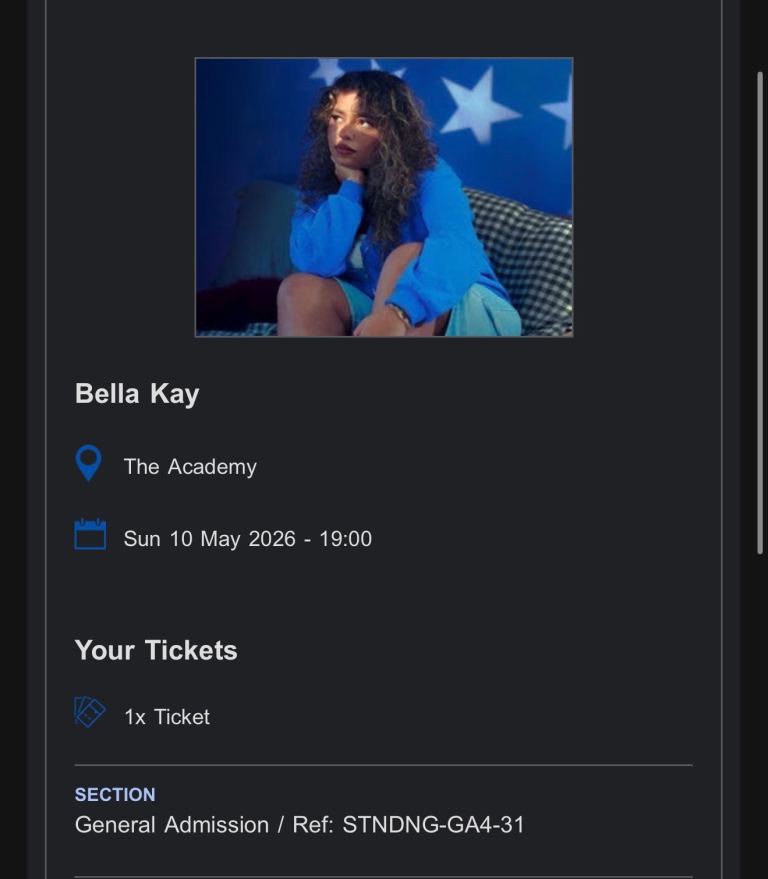 Bella Kay ticket Dublin 10th May