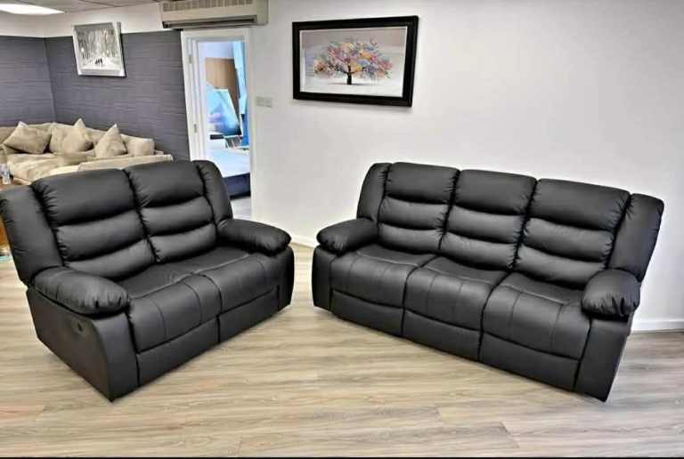 Roma Recliner Collection | Brand New Corner and 3+2 Seater Sofa with cup Holder | Grey & Black Color