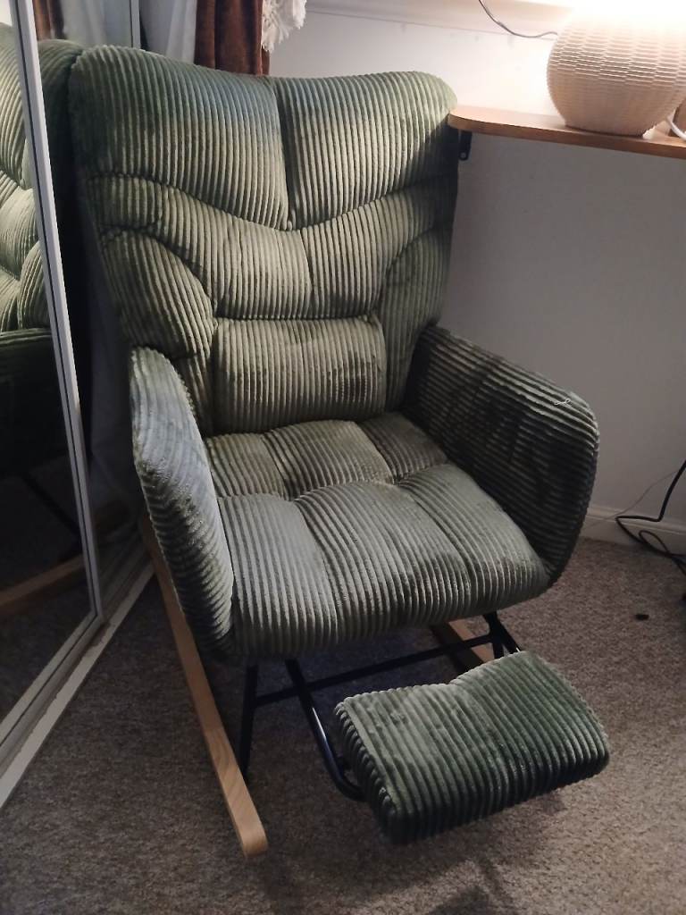 Beautiful green cord rocking chair 