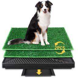 New Artificial Grass Dog Training Pad with Tray – 2 Pack
