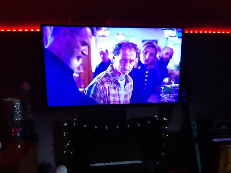 Large Black Flat Screen TV Hitachi 55" – Good Condition