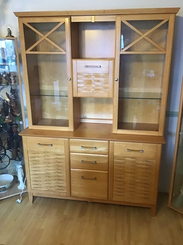 Wooden & Glass Display Cabinet Free to Collect