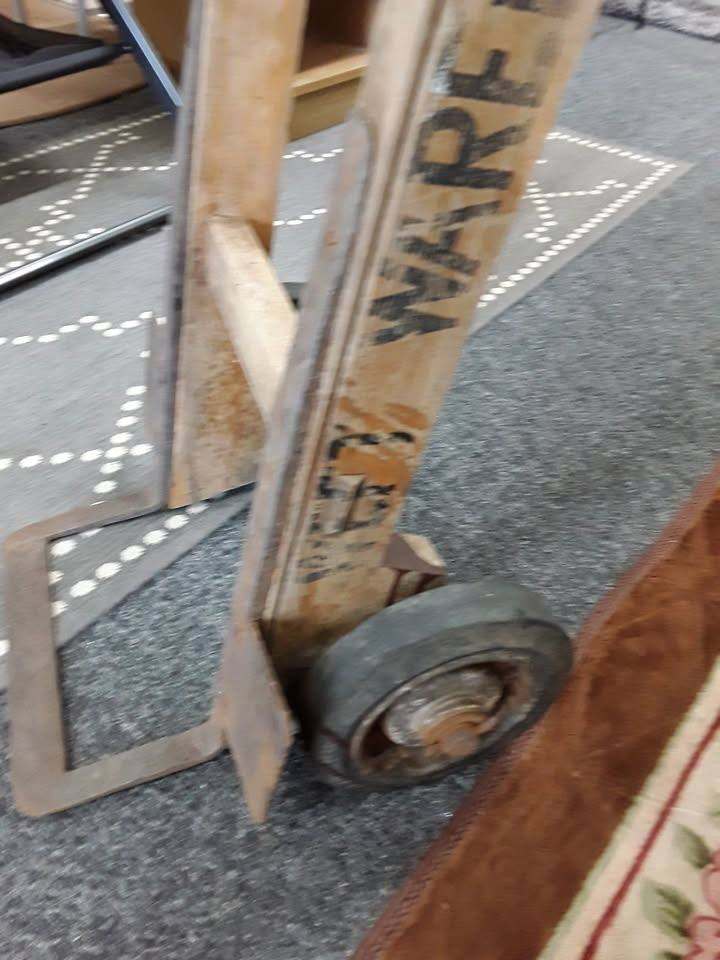 Vintage solid oak Slingsby sack truck Low Cost Moves 2nd Hand Furniture STALYBRIDGE SK15 3DN