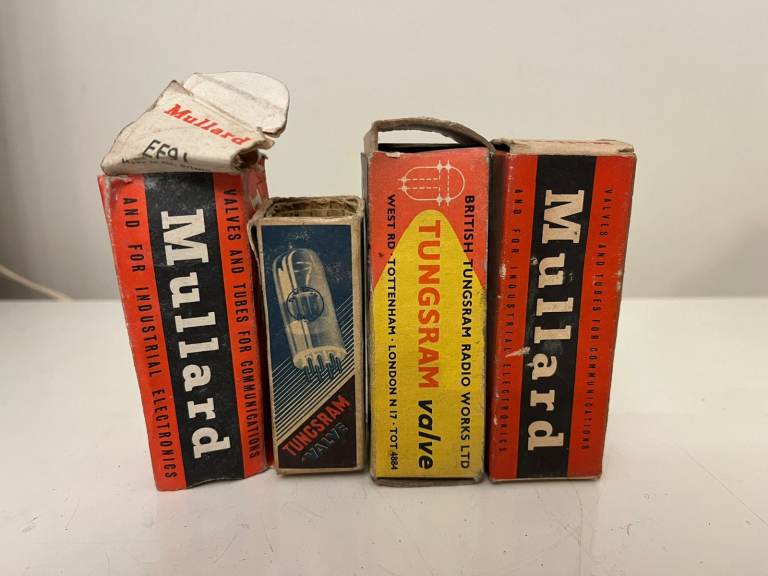 4 Vintage Mullard/Tungsram/Cossor Radio Valves - EF91, EBF83