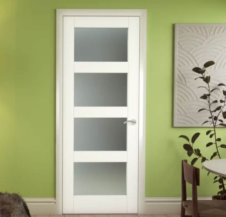 New Climadoor White Shaker 4L Frosted Glass Internal Door