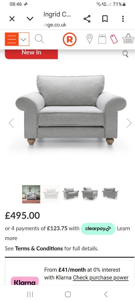 Ingrid C Armchair in Grey Fabric 
