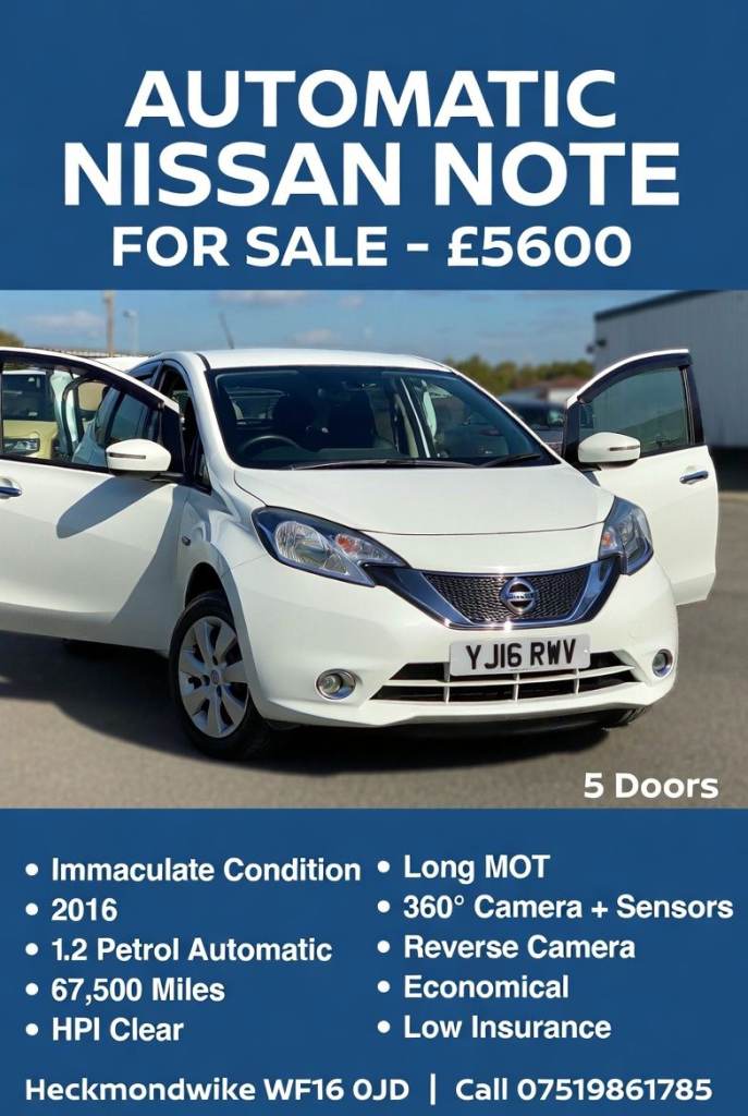 Nissan Note 2016 1.2 petrol automatic HPI Clear 