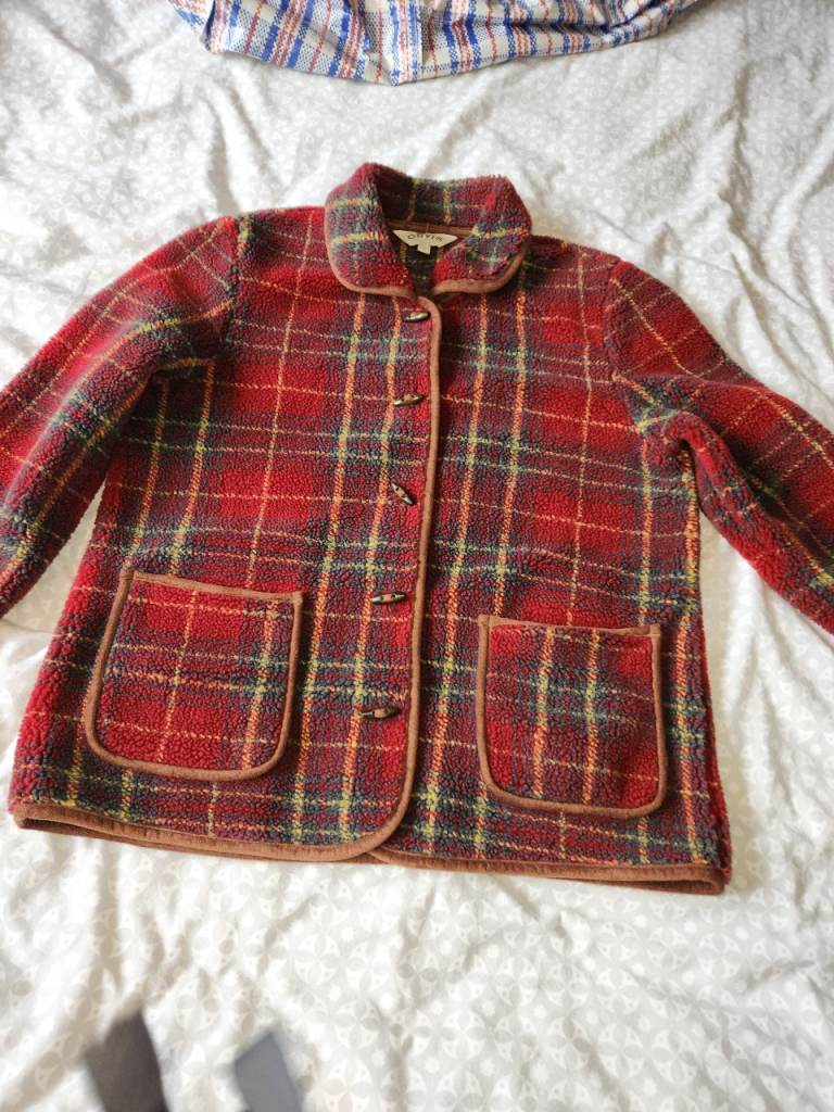 Orvis size medium'fuzzy' feel fleece tartan/ check pattern jacket/ coat excellent condition 