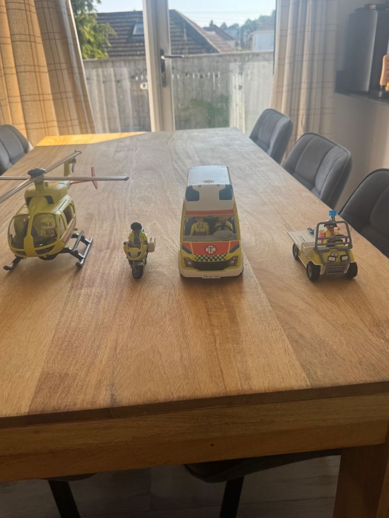 Playmobil Ambulance, Helicopter & Quad Bike Toy Set – Good Condition
