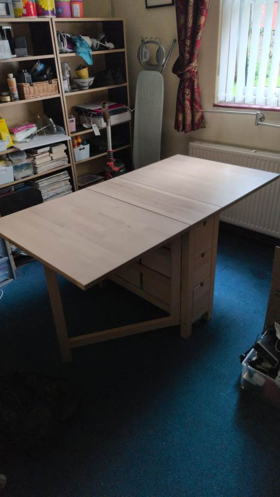 IKEA Norden Fold-Out Dining Table with Storage – Good Condition