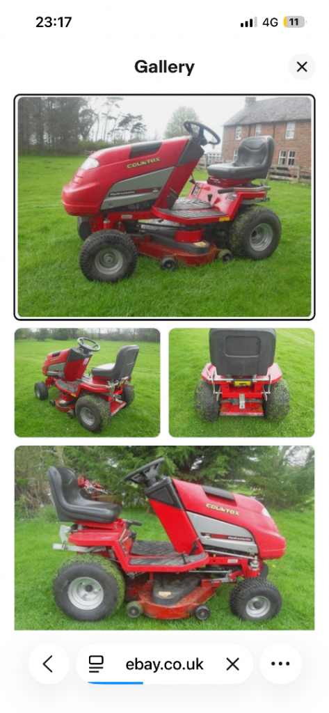 Petrol ride on lawn mower 