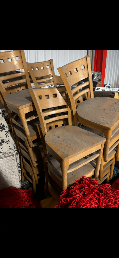 Job Lot of 15 Brown Wooden Chairs - Fair Condition