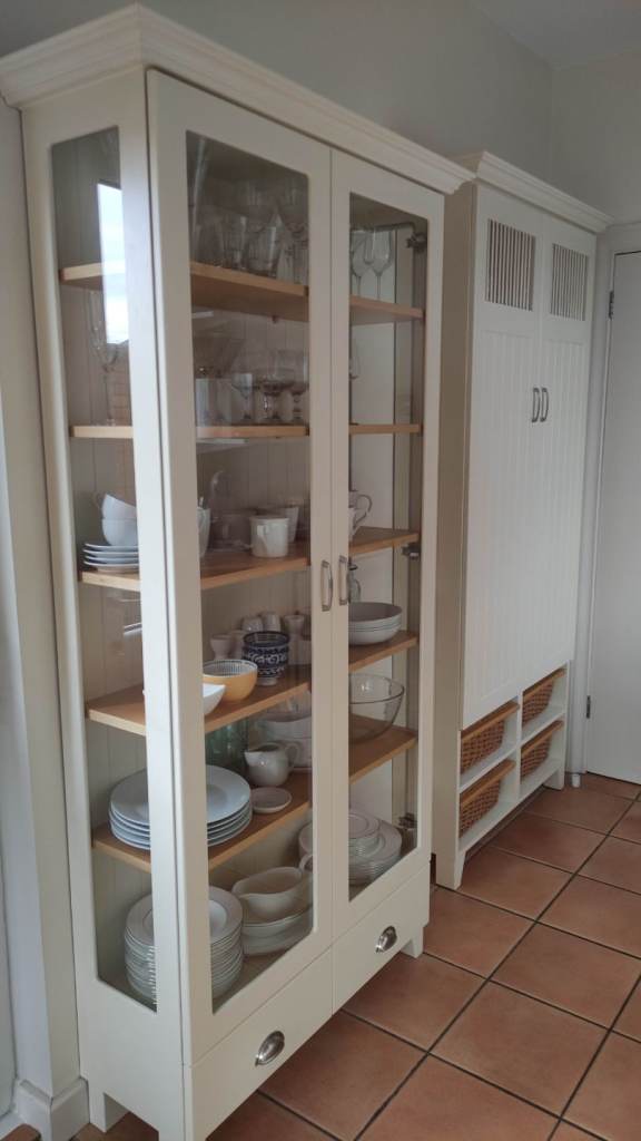 Glass cabinet & Larder cabinet (cream)
