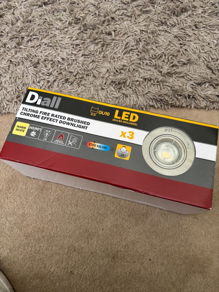 3 x Chrome Effect Downlights (New and Boxed)