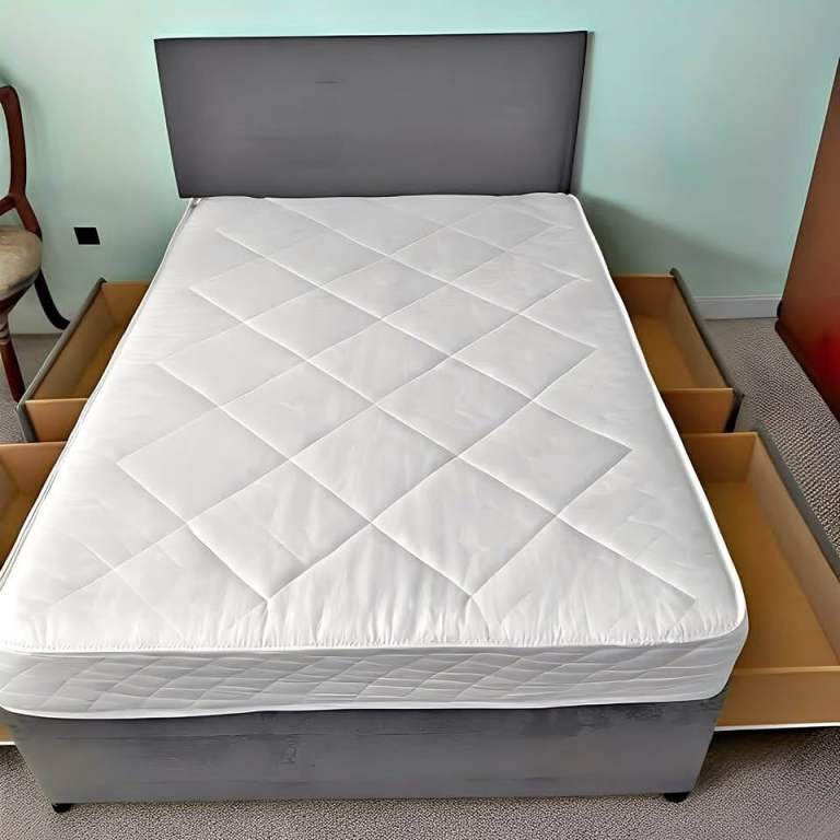 🌈Cheapest Price In Town🌈New Double Divan Base, Bed + Deep Quilt mattress. Opt HB & 2-4 Drawers ]]]